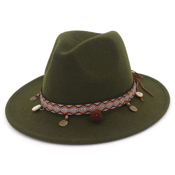 Wide Brim Hat w/ Decorative trim - Picture 2 of 2